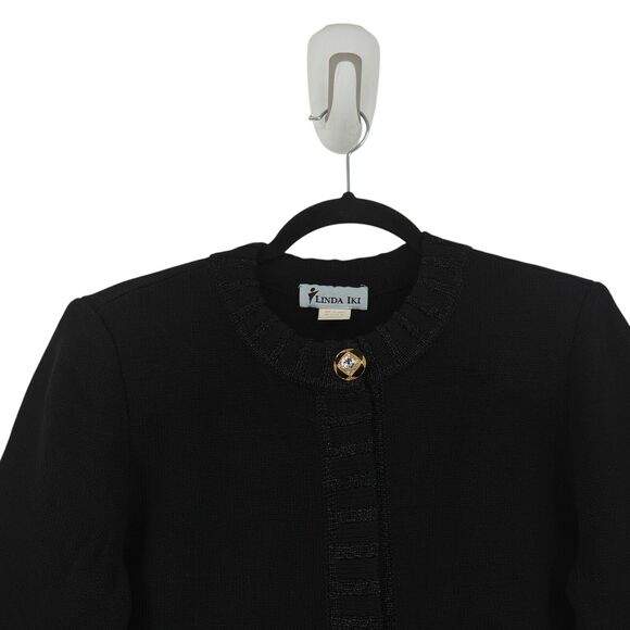 Linda Iki Women S Suit Set Black Knit Blazer Jacket Skirt Shimmer Hawaiian VTG - Picture 3 of 9